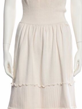 CHANEL Ivory Knit cashmere, high-rise Skirt